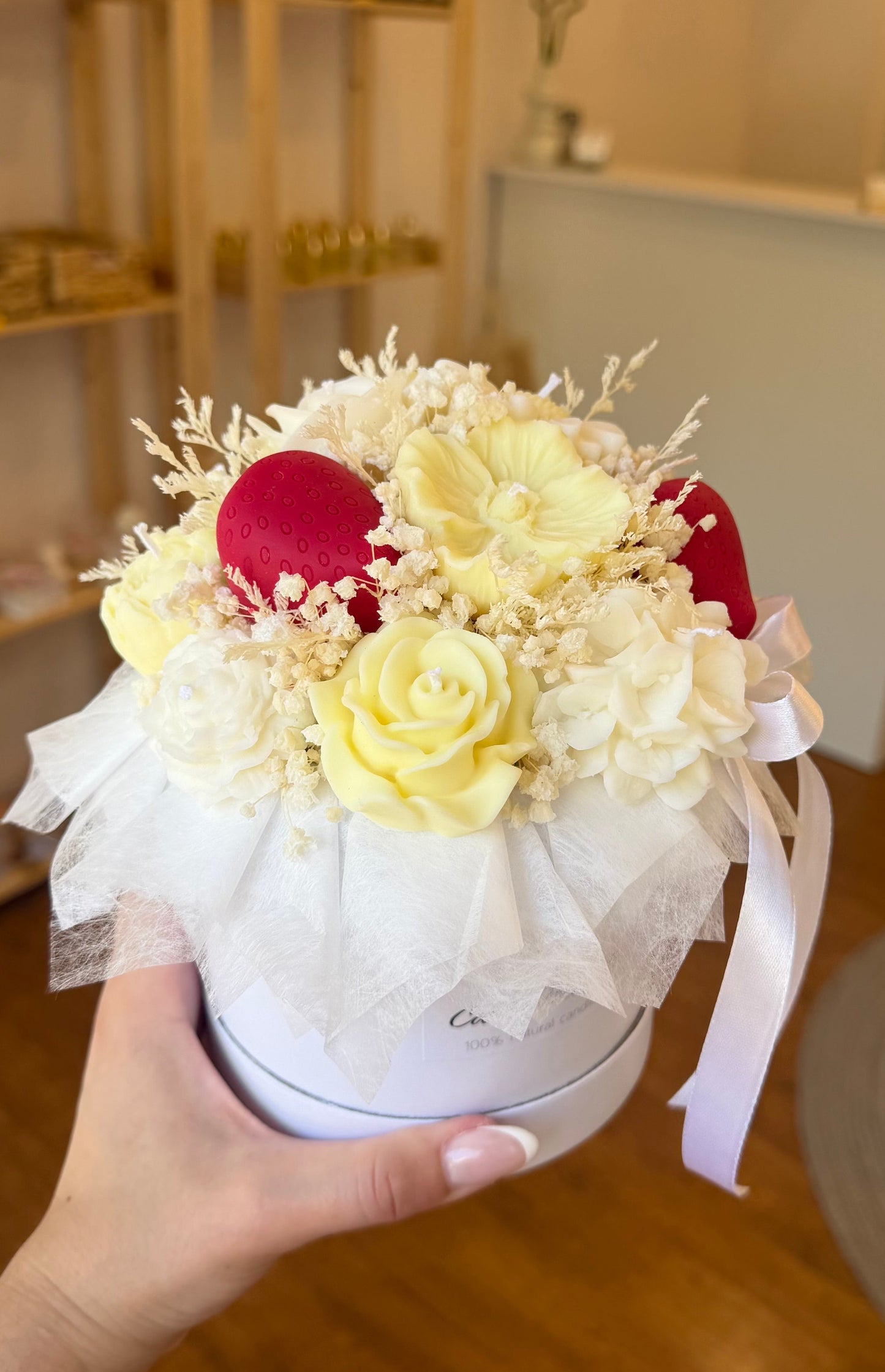 Strawberry candle bouquets
