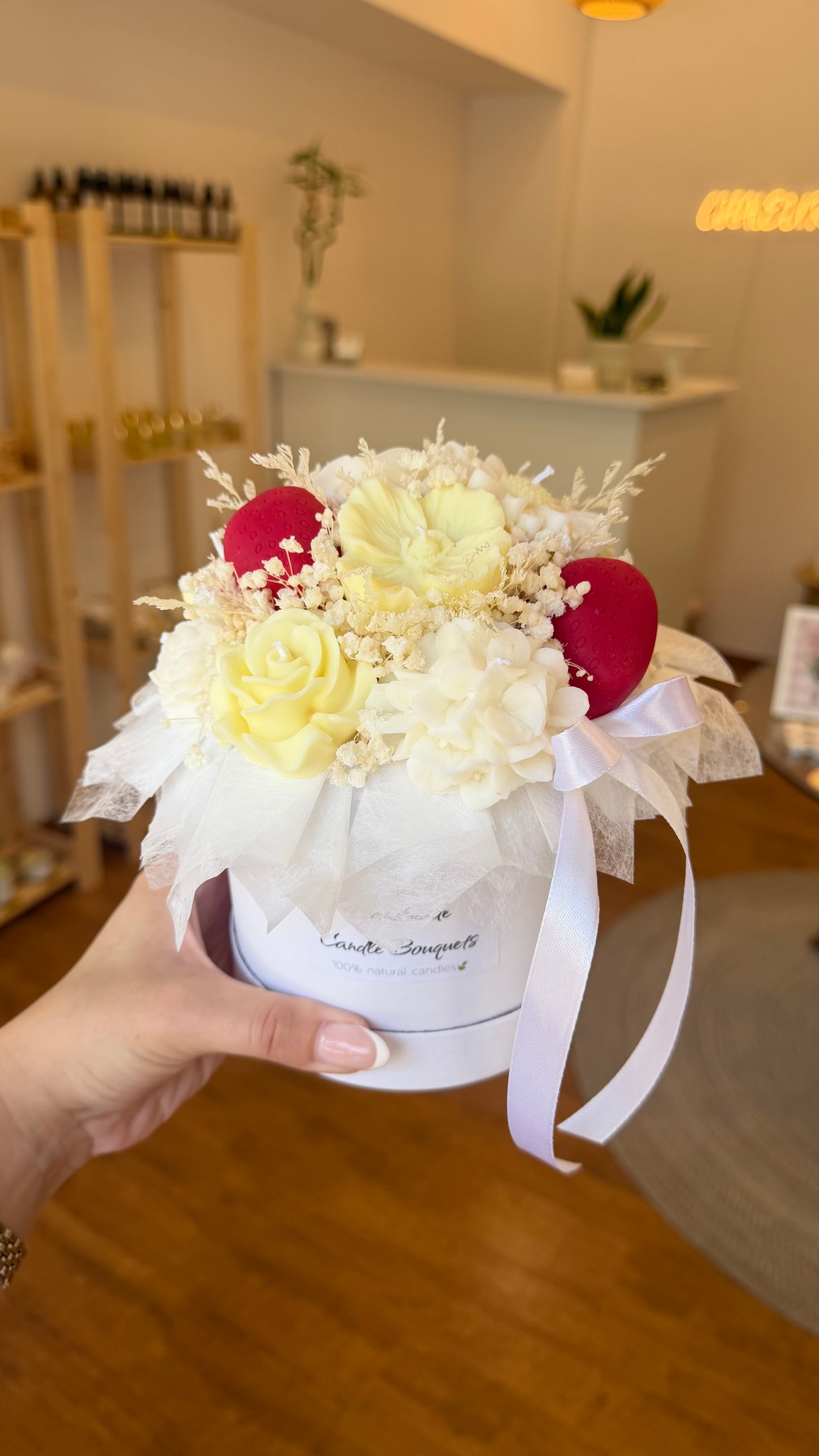 Strawberry candle bouquets