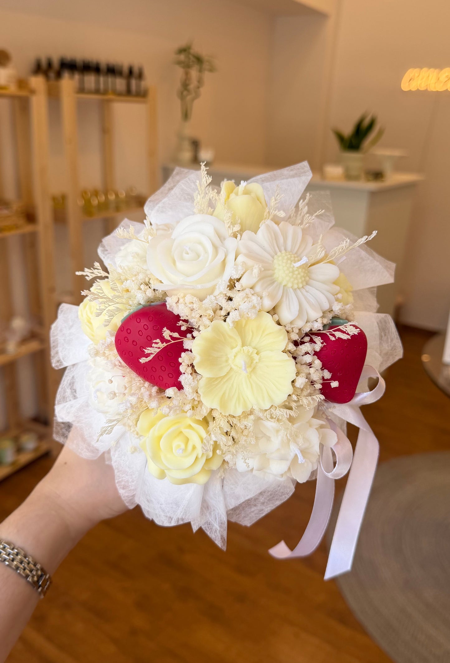 Strawberry candle bouquets
