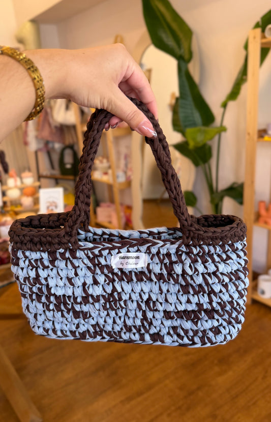 Baby blue-brown handmade bag