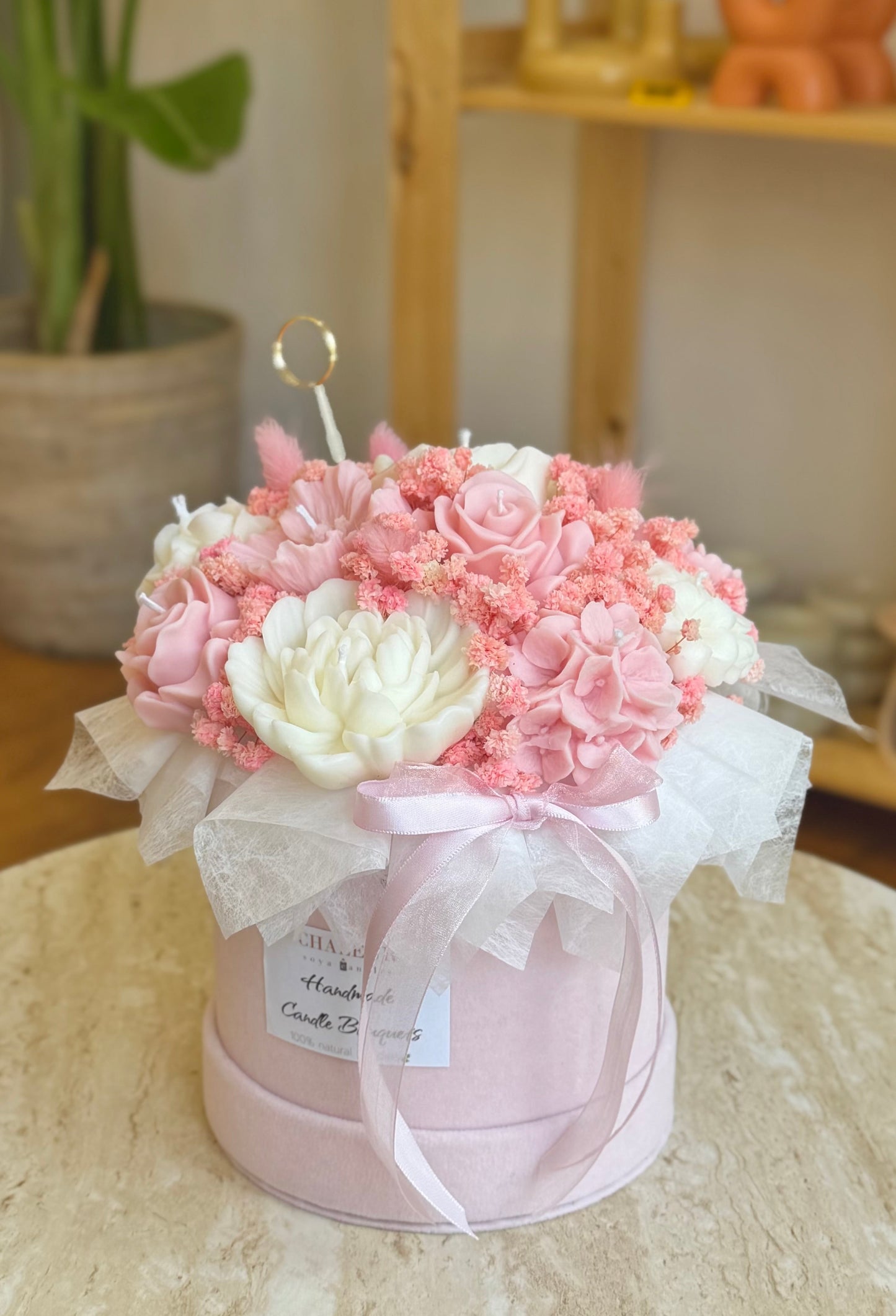 Pink candle bouquet